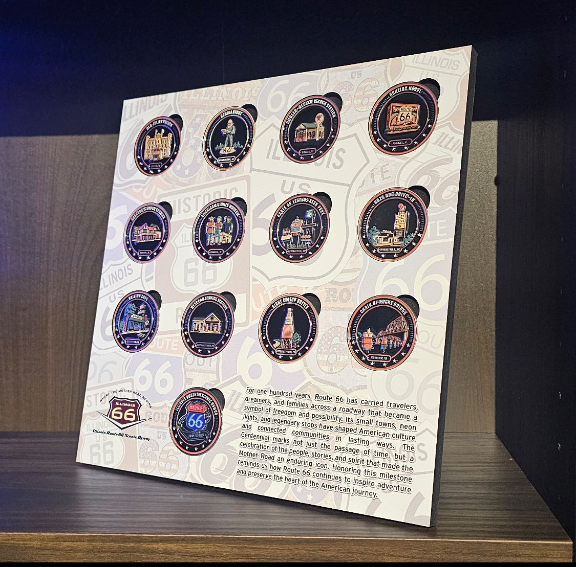 Illinois Route 66 Commemorative Coin Set + Stand